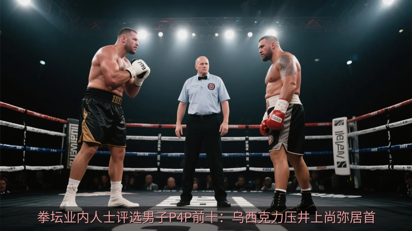 两名拳手在聚光灯下进行次重量级对决